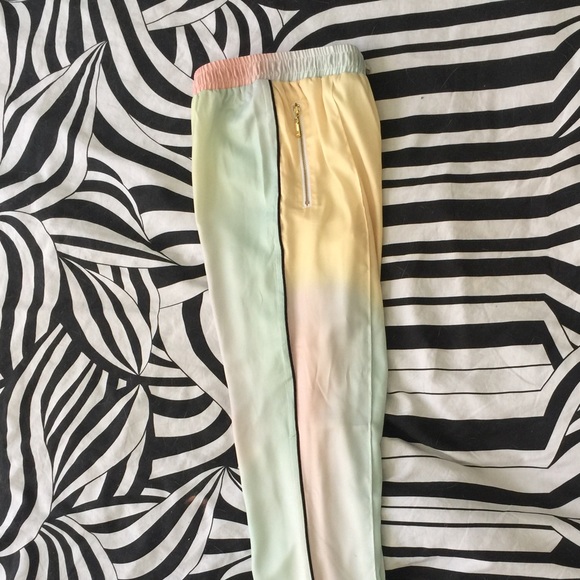 XS Wildfox rainbow pants satin joggers allegra - Picture 3 of 7